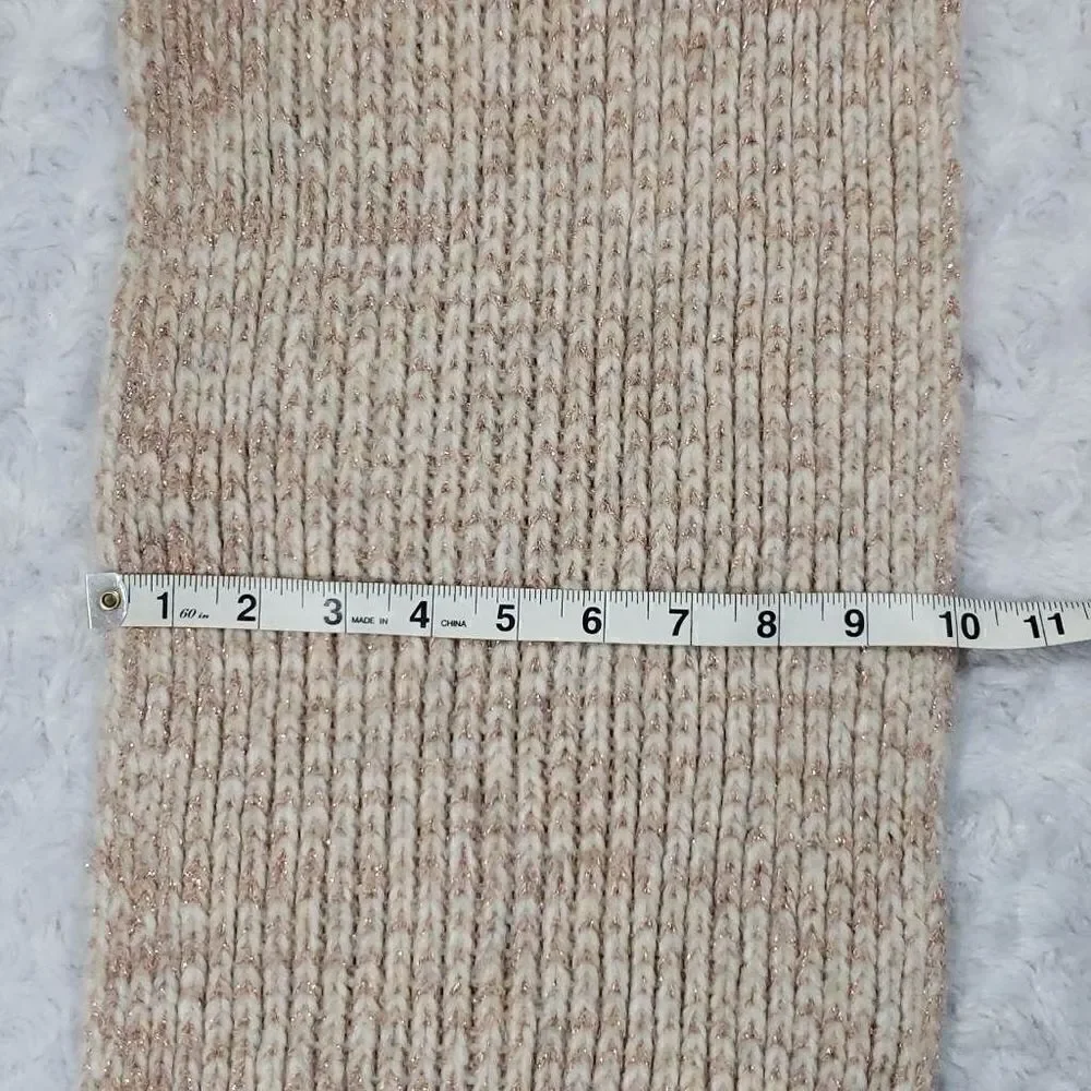 Vince Camuto Marled Shine Muffler Tasseled Scarf in Oatmeal Pink